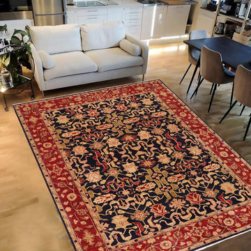 handmade Traditional Kafkaz Chobi Ziegler Blue Red Hand Knotted RECTANGLE 100% WOOL area rug 9 x 12